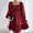 Wine, variant on Women's Long Sleeve Dress, Flared Hem and Square Neck Chiffon Dress for Casual Wear