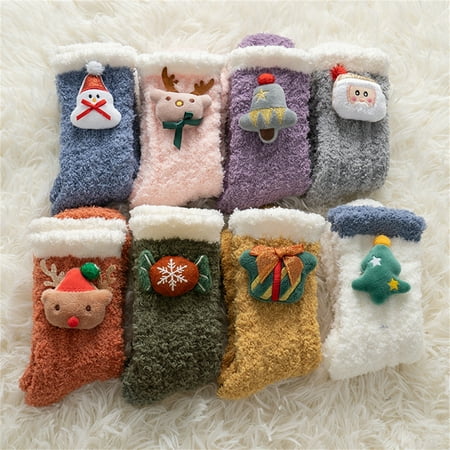 

GXSR Women Christmas Fuzzy Fluffy Socks - Cozy Warm Slipper Bed Socks For Xmas Gift