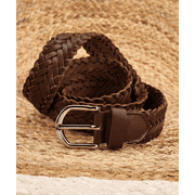 Leatherboss Mens Braided Brown Leather Belt