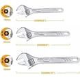 thumbnail image 2 of Carbon Steel Adjustable Wrench Set | Set Of 3 - Heavy Duty Tools For Mechanics & Diy Enthusiasts | Includes 6-Inch, 8-Inch & 10-Inch Sizes, Rust-Resistant, Hand Tool Kit | Professional, 2 of 5