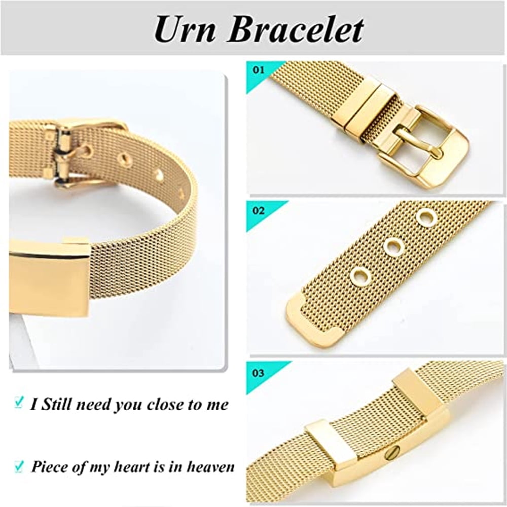 Adjustable Watch Band Cremation Jewelry Urn Bracelet for Ashes Personalized Message Urn Bangle for Women Men Memorial Keepsake-Forever in My Heart