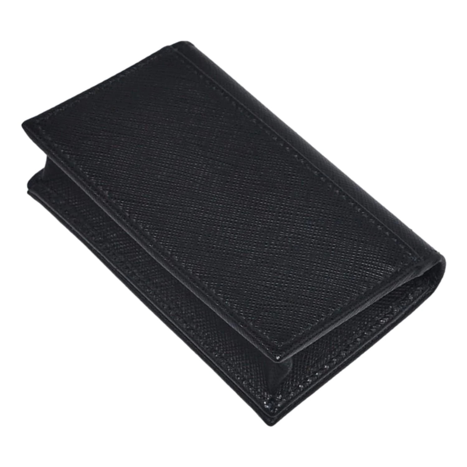 Prada Black Saffiano Leather Credit Card Case Wallet 1MC122