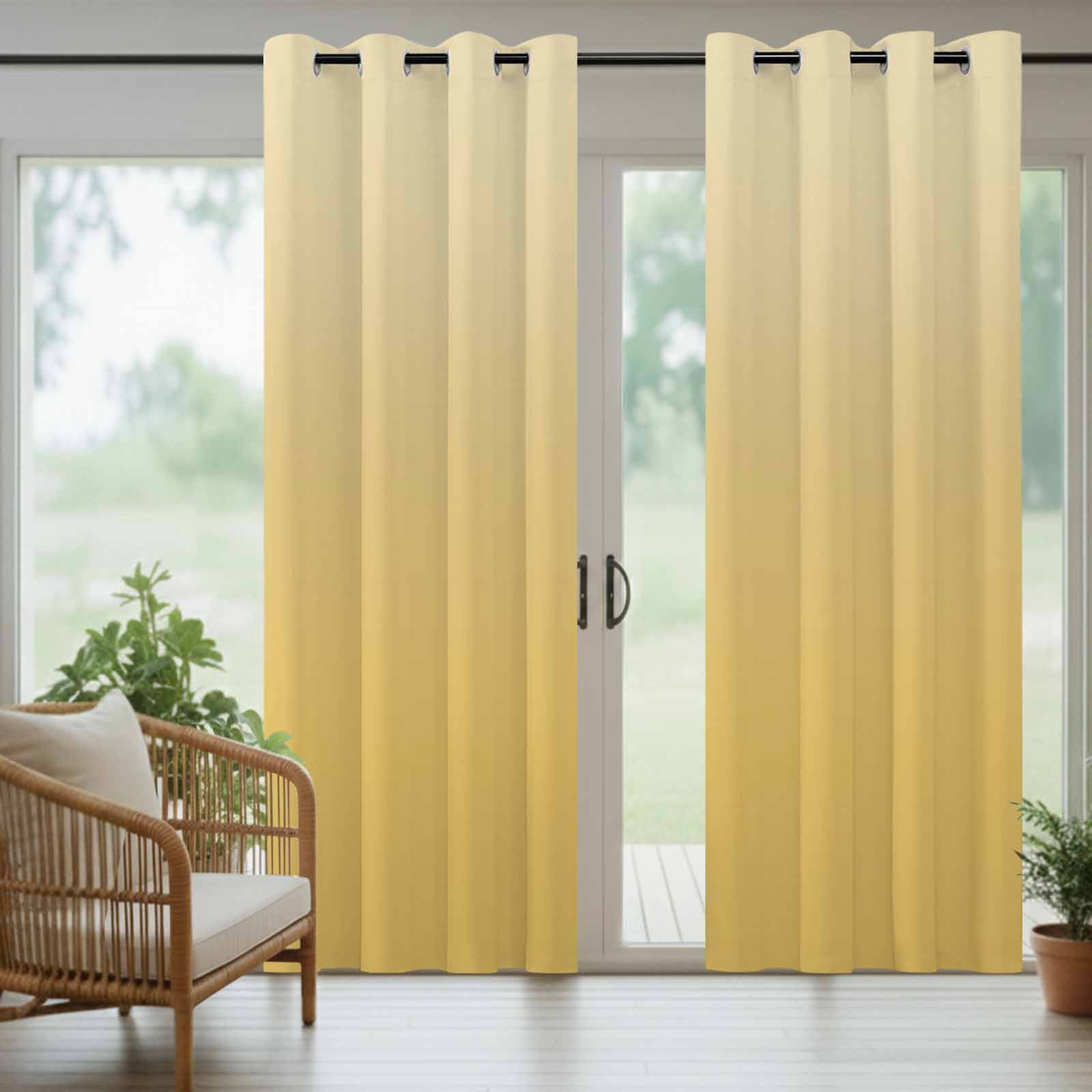 Orange Yellow Ombre Outdoor Curtains for Patio Waterproof,Windproof Privacy Curtains with Weighted Bottom,Modern Abstract Art Gradient Aesthetics Outside Drapes for Picnic Garage Yard 54"x84" 2 Panel