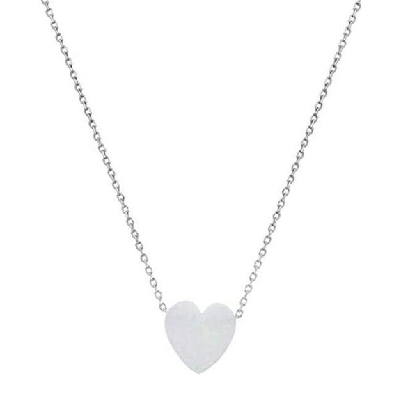 Kylie Harper Sterling Silver Opal Heart Necklace