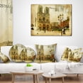 thumbnail image 4 of Designart Notre Dame Cathedral Vintage Card - Contemporary Throw Pillow - 18x18, 4 of 5