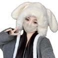 thumbnail image 2 of Thickened Cute Wool Soft Big Rabbit Ears Hat Warm Bucket Hat Plush Ear Protection Hat WHITE, 2 of 8