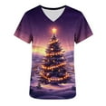 thumbnail image 6 of Wowcloth Women's V-Neck Scrub Top, Short Sleeve with Christmas Print Pocket for Healthcare Work and Daily Wear, 6 of 7