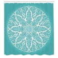 thumbnail image 3 of Ambesonne White Shower Curtain, Symmetrical Floral Curves, 69"Wx84"L, White, 3 of 5