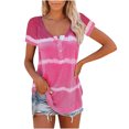 thumbnail image 1 of Pompotops Mode Femme Décontracté Ample Imprimé Col en V T-Shirt Blouse, 1 of 5