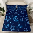 thumbnail image 2 of Homewish Cute Stars Moon Twin Sheet Sets,Cartoon Print Twin Fitted Sheet,Dreamy Blue Flat Sheet For Boys Kids,Breathable Home Decor,3pcs, 2 of 7