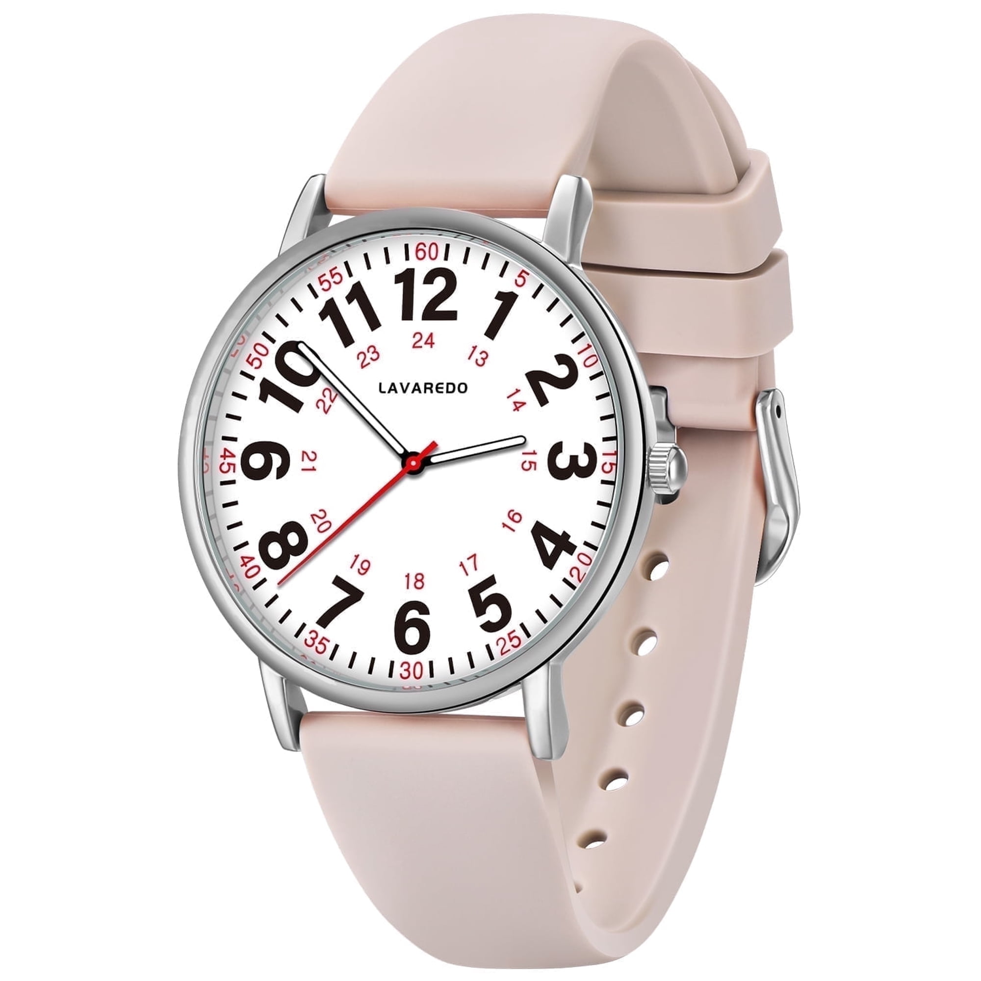 Bomieux Watch for Women Nurse Watch for Doctors Luminous Easy Read Dial,12/24 Hours with Second Hand,Silicone Band,Waterproof Watch Gifts for Women