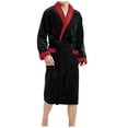 thumbnail image 2 of Mens Winter Shawl Bathrobe - Long Sleeve Polyester Robe with Patchwork Design, Medium Thickness for Home Wear, 2 of 8