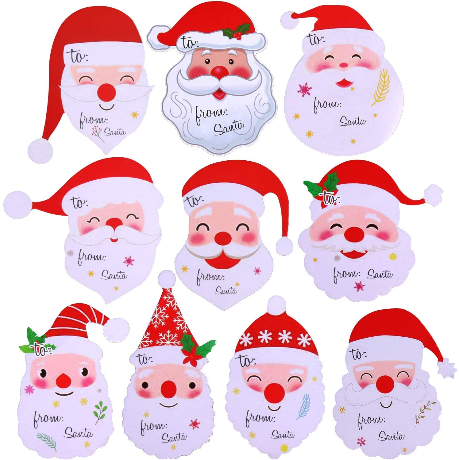 Claus Gift Box Tag Candy Bag Sticker Gifts Package Label Christmas Decoration 