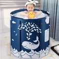thumbnail image 3 of ANJORALA 27.5" Protable Folding Bathtub for Adult, Hot Bathtub Ice Bathtub Soaking Bath Tub, Whale Pattern, 3 of 10