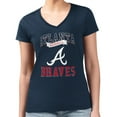 thumbnail image 4 of Women's G-III 4Her by Carl Banks Navy Atlanta Braves Super-Slim Fit Lightweight Team Logo Graphic V-Neck T-Shirt, 4 of 5