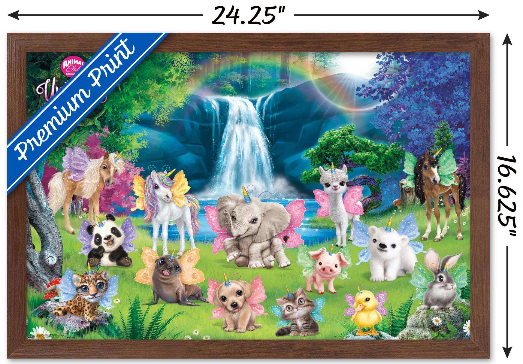 Animal Club - Unicorn Group Wall Poster, 14.725" x 22.375", Framed