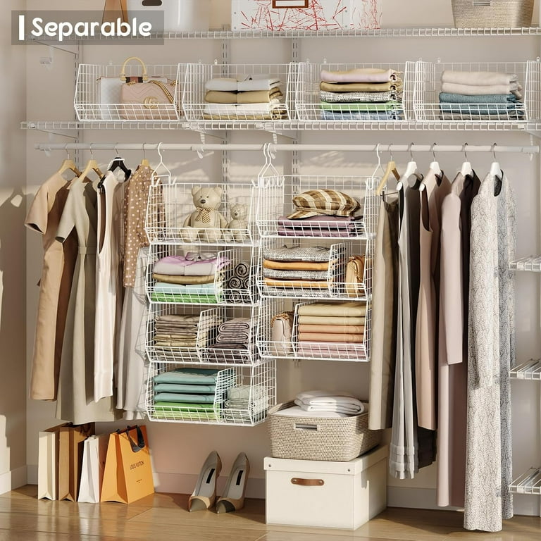 Tier Closet Hanging Shelves with Divider,2 Pair Hook,Extra Large