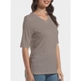 thumbnail image 4 of Women's V-Neck Short Sleeve T-Shirt - Soft Casual Basic Tee, Solid Colors, S-XXL, 4 of 4