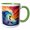 Green/White, variant on 3drose, a Lady Surfer Rides the Wave. Red Sky, Blue Wave. Art, Gift, Card, 11oz Magic Transforming Mug