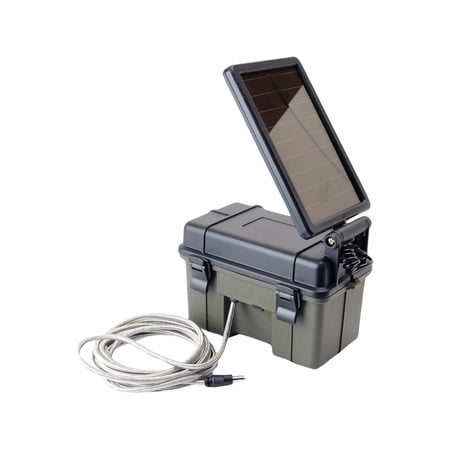 HME Trail Camera 12V/Solar Auxiliary Power Pack Durable Weather-Resistant Housing Easy Installation & Versatile Compatibility