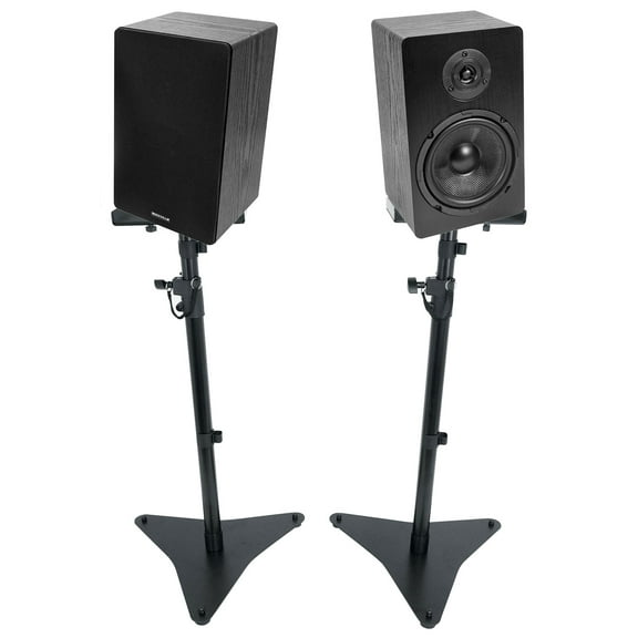 Pair Rockville RockShelf 68B 6.5" Home Bookshelf Speakers Adjustable Stands