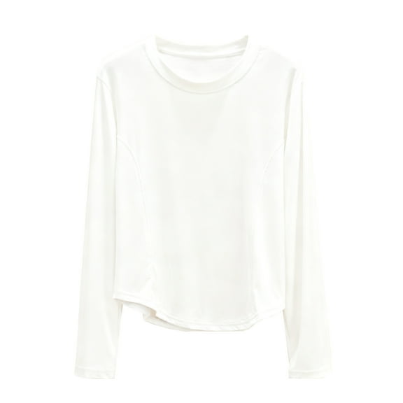 Chiccall Womens Pajama Tops Crew Neck Long Sleeve Basic Home T-shirts Lightweight Soft Stretch Comfy Underwear Blouse