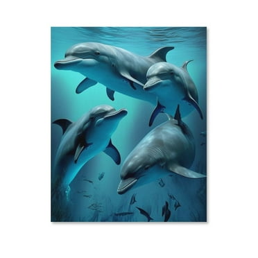 Wild Animals,Many Dolphins Poster Canvas- Perfect for Wall Artrations,Dining Room Decor, Bedroom Art, Wall Decor Living Room, Wall Art, Frameless 20x30inch