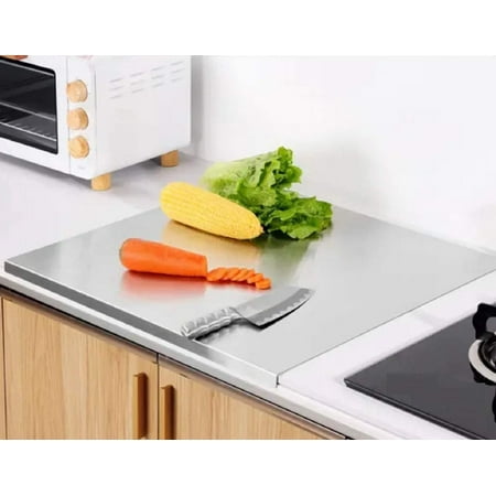 

Kingsman Extra Large 304 Heavy Duty Stainless Steel Chopping Board Cutting Board for Meat Vegetable Fruit Fish Cheese Easy To Clean (27.5 x 19 Inch)