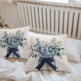 thumbnail image 5 of Blue Floral Outdoor Pillow Covers Pack of 2 Pastoral Eucalyptus Leaf Bow Vase Waterproof Throw Pillow Covers Decorative Cushion Cases for Patio Garden Tent Balcony Couch 16x16 inch, 5 of 8