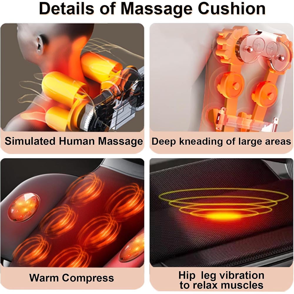 Shiatsu Neck & Back Massager with Heat, 3D Kneading Full Body Massage Mat, Foldable Massager for Home Office Gym