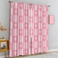 thumbnail image 4 of Valentines Checkered 2 Panels Set Window Curtains, Pink Love Heart Buffalo Plaid Rod Pocket Window Treatment Drapes, Dust-Proof Easy to Clean Curtains for Living Room Bedroom Kitchen-W42xL63in, 4 of 6