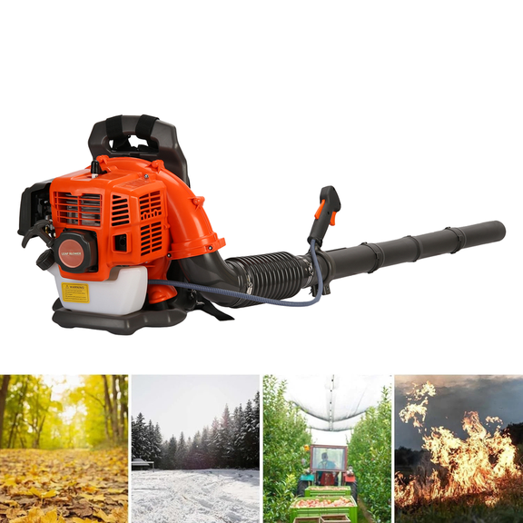 Floseru 2-Stroke High Power Gas Backpack Leaf Blower 1.7HP - 52CC Engine, 550CFM , Adjustable Speed, Ergonomic Design for Effortless Leaves, Snow, and Debris Cleanup