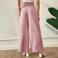 thumbnail image 5 of Lenpel Palazzo Pants for Women Trendy Elastic High Waisted Wide Leg Work Dress Pants Business Casual Trousers(Pink,Medium), 5 of 5