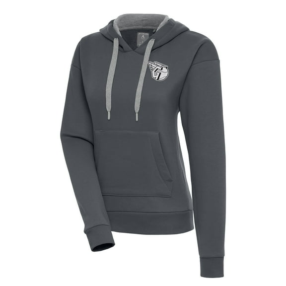 Women's Antigua  Charcoal Cleveland Guardians Brushed Metallic Victory Pullover Hoodie