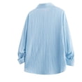 thumbnail image 4 of Aobny Baggy T Shirts for Men Solid Button Up T Shirts Collared Big & Tall Polos Long Sleeve Mens Tees,Blue,XL, 4 of 8