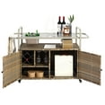 thumbnail image 3 of Outdoor Bar Table With Lockable Wheels, Steel Top & Wicker Cabinet Ideal For Garden, Poolside & Backyard Entertaining, 3 of 10