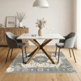thumbnail image 3 of ODIKA 5'x7' Ultra-Soft Area Rug, Beige Dining Vintage Lattice Ornate Neutral Cream Textured Colored None Washable, Bare feet friendly, Silk-Touch for Bedroom Home office, 3 of 7