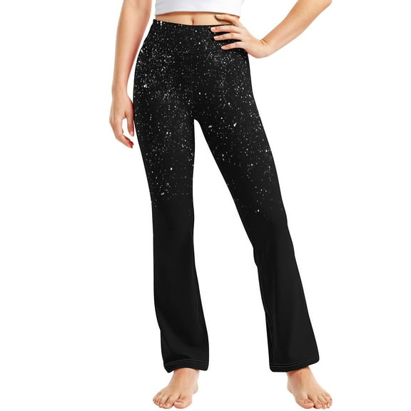 SGFCWSX Girls Leggings Winter High Waist Legging Pants Soft Fashion Star Print Straight Leg Yoga Pants Black Size 2 Years