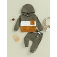 thumbnail image 3 of Autumn Toddler Baby Boys Clothes Sets 6M 12M 18M 24M 3Y Color Patchwork Long Sleeve Pocket Hoodies Solid Pants, 3 of 10