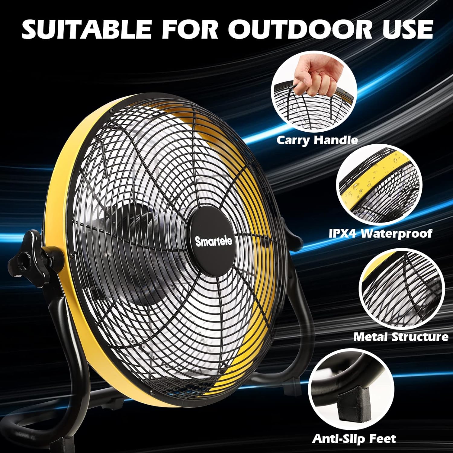 Setpower FF12 12 in Rechargeable Battery 2500 CFM Floor Fan