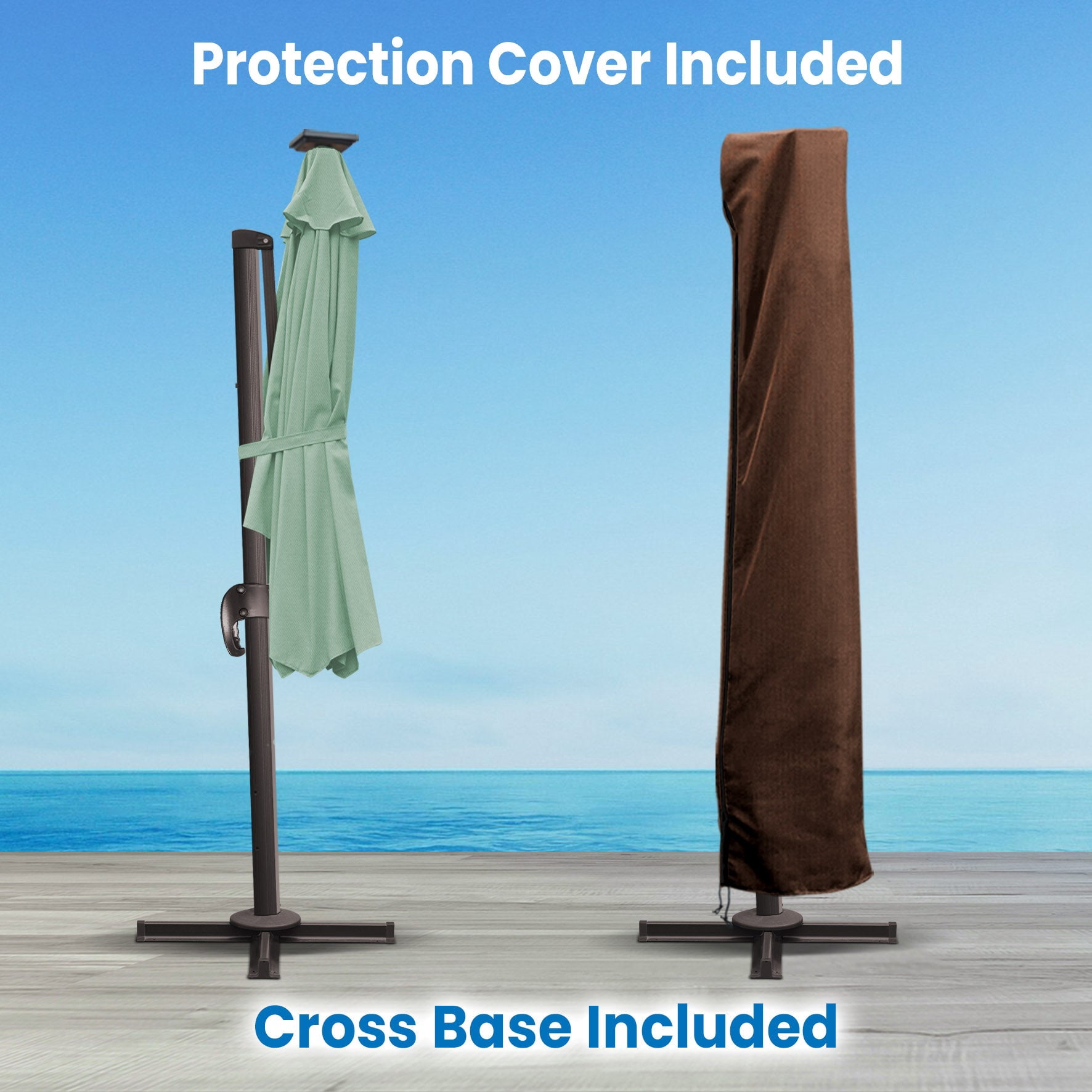 SUNRISEUMBRELLA Roma hanging umbrella Sunbrella Cover Patio Umbrella Garden Outdoor (11',Spa)
