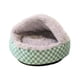 thumbnail image 5 of Cama de felpa con capucha para gatos, refugio para gatitos, cojín para gatos, cueva cálida, nido para mascotas, casa para cachorros y gatos de Verde gris, 5 of 9