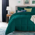 thumbnail image 4 of D.N.G. BEDDINGS Deluxe All Seasons Super King Size 800 Thread Count, Solid Teal Down Alternative 3 Piece Box Design Comforter Set 100% Egyptian Cotton, 4 of 6