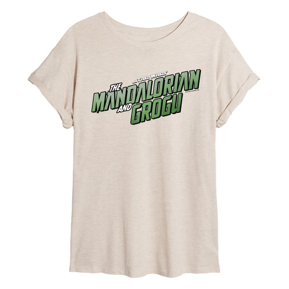 The Mandalorian And Grogu - Full Color Movie Logo - Juniors Oversized Graphic T-Shirt