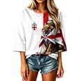 thumbnail image 2 of Warop 3/4 Sleeve Top for Women Fashion World Cup Print Crewneck Blouses Casual Loose Fit Shirts, 2 of 7