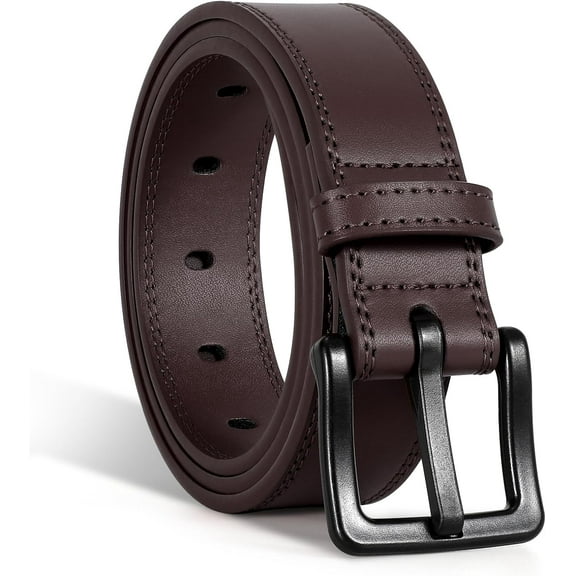 Nickel Free Leather Belt for Men, TSA Approved Non Metal Men’s Belt for Jeans with Hypoallergenic Buckle