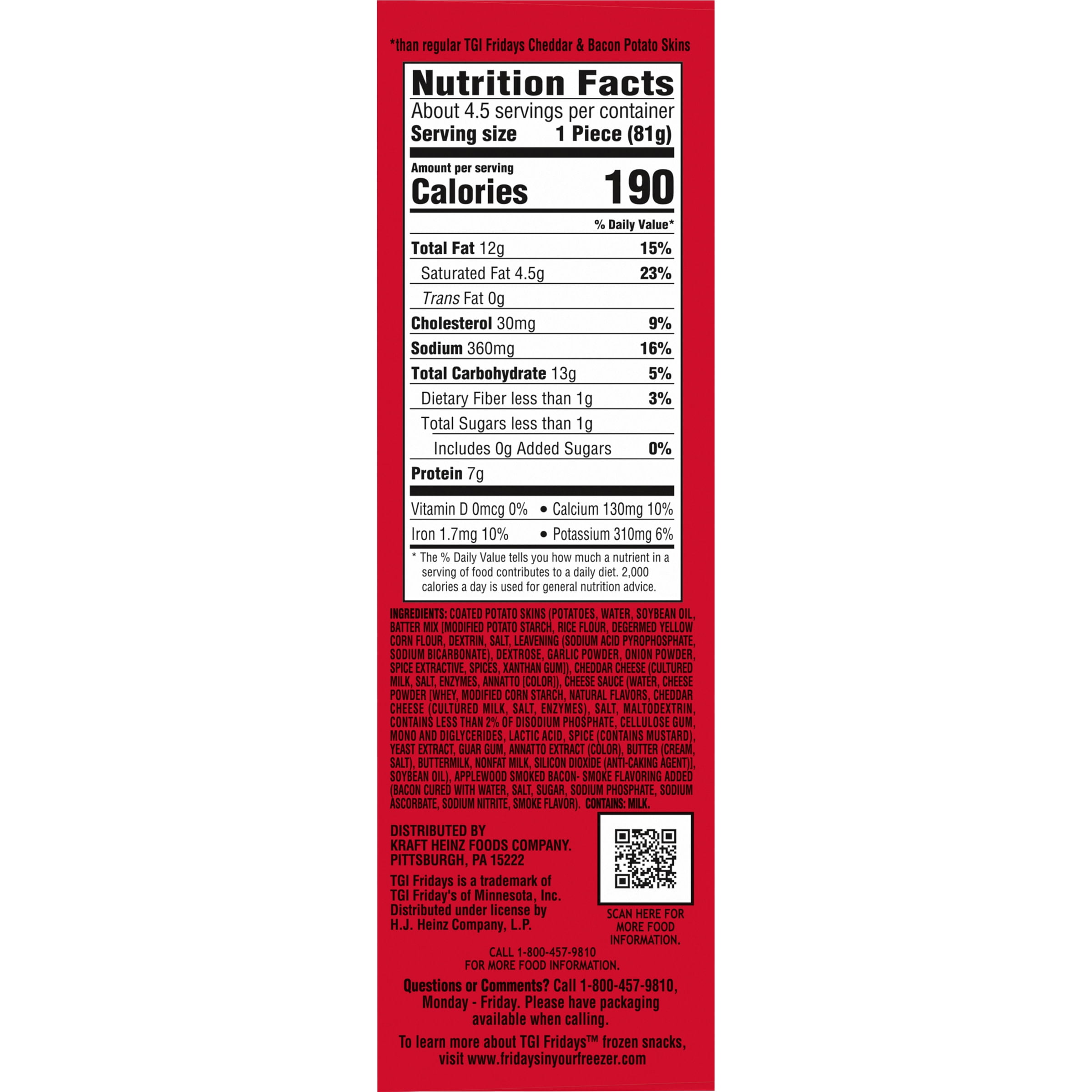 Tgi Fridays Loaded Cheddar Bacon Potato Skins Frozen Snacks 13 5 Oz Box Walmart Com Walmart Com Tgi Fridays Loaded Cheddar Bacon Potato Skins Frozen Snacks 13 5 Oz Box Walmart Com Walmart Com