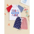 thumbnail image 2 of FEORJGP 4th of July Clothes for Baby Boys 0 6M 12M 18M 2T 3T Kids Toddler Short Sleeve T-shirt Crew Neck Letter Print Tops Star Stripe Print Shorts Se Fashion Cute Casual Summer Daily Outfit, 2 of 7