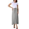 thumbnail image 2 of INSPIRE CHIC Women's Casual Elastic Waist Drawstring Stretchy Flare A-Line Long Skirt S Grey, 2 of 6