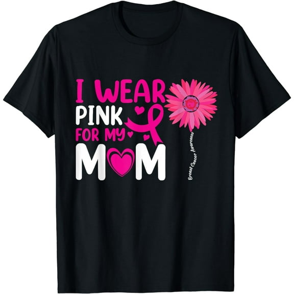 i wear pink for my mom breast cancer awareness kids support T-Shirt